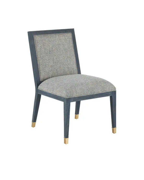 Santos Side Chair in Vintage Navy/Satin Brass