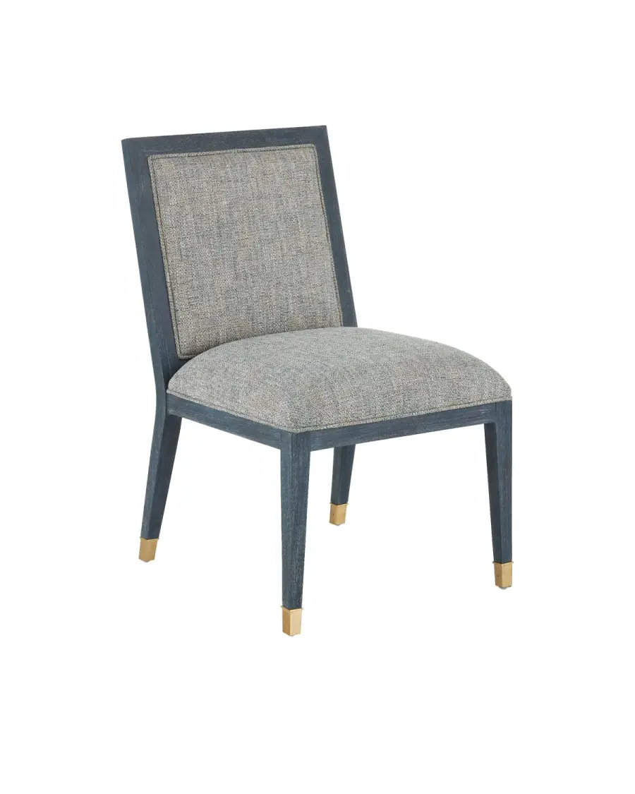 Santos Side Chair in Vintage Navy/Satin Brass