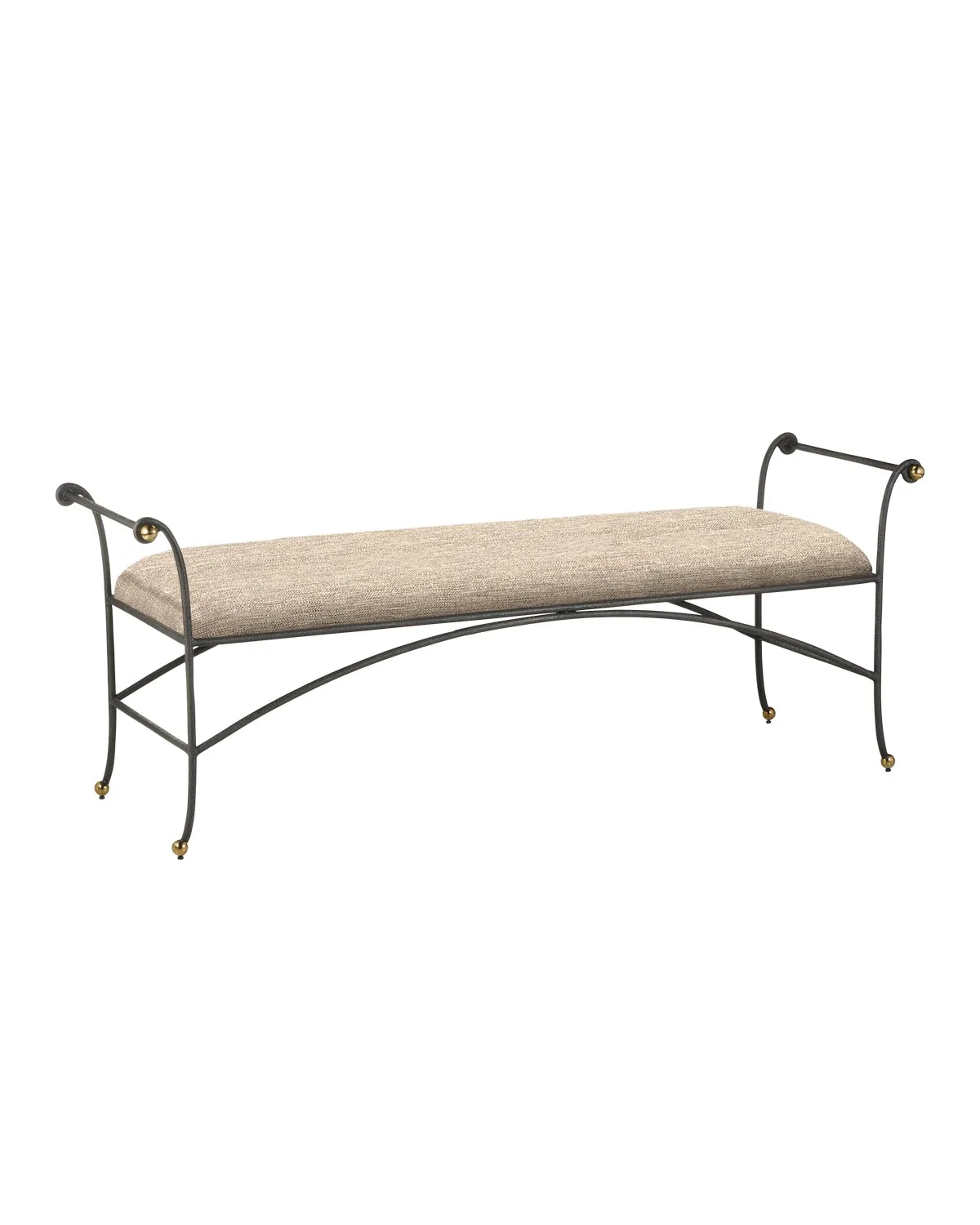 Mabel Bench in Antique Black with Polished Brass