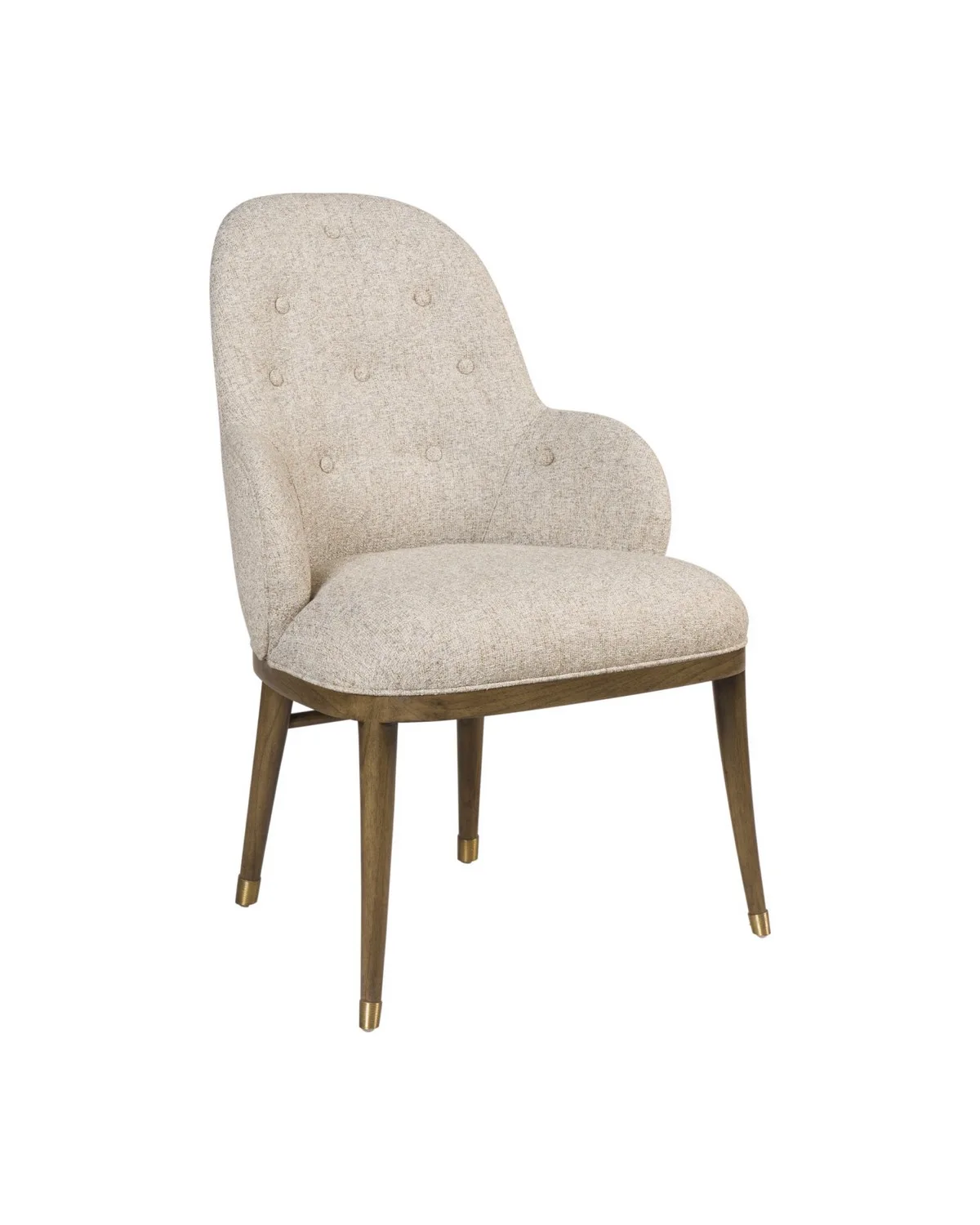 Vario Button-Tufted Dining Chair in Chanterelle & Satin Brass
