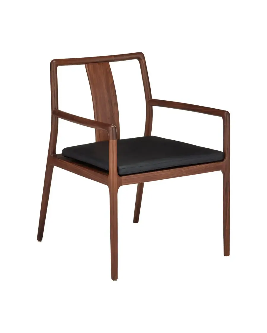 Ming Wedding Armchair in Natural Walnut with Black Cushion