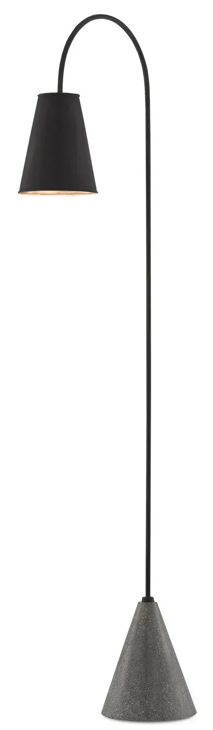 Lotz Floor Lamp in Black Iron with Polished Concrete Base