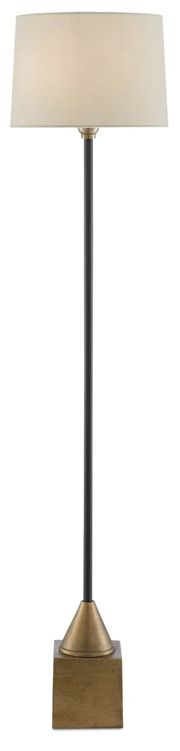 Keeler One Light Floor Lamp in Antique Brass/Black