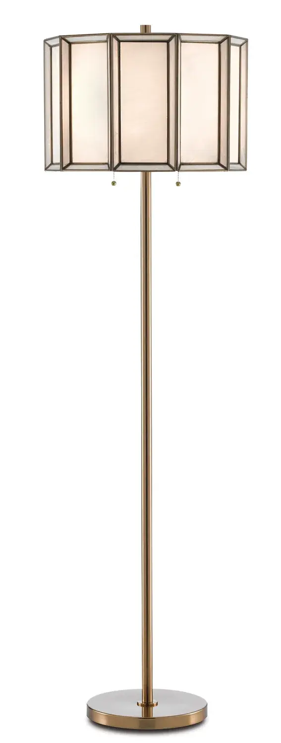 Daze Two Light Floor Lamp in Antique Brass/White