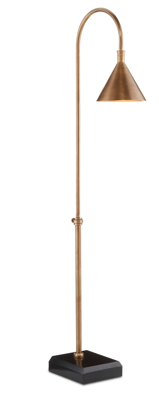 Vision One Light Floor Lamp in Vintage Brass/Black