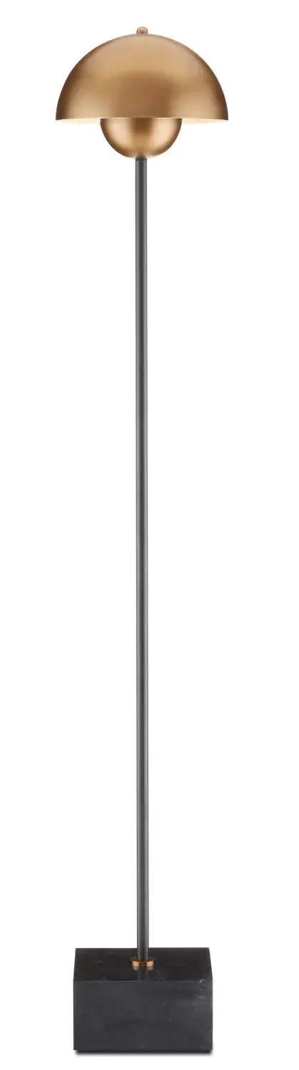 La Rue One Light Floor Lamp in Brushed Brass/Black
