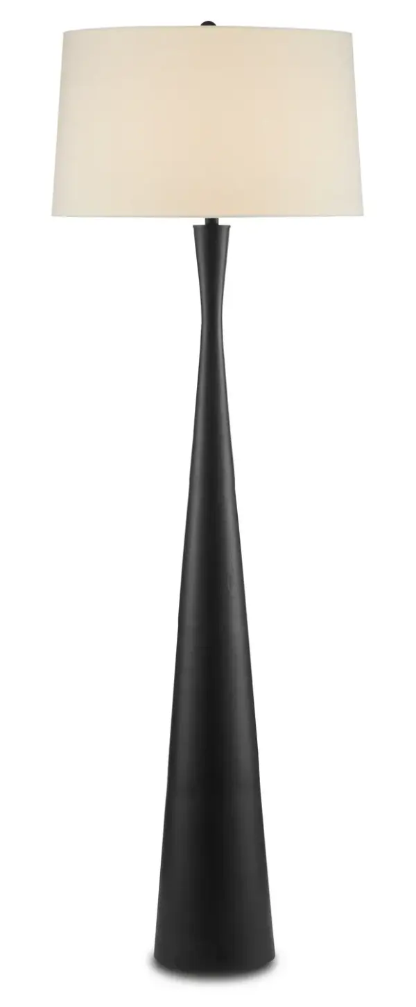The Montenegro Floor Lamp brings museum-quality artistry to modern interiors with its cast aluminum construction and matte black finish. At 73 inches tall with a 24-inch shade, it makes a bold statement while providing functional lighting.