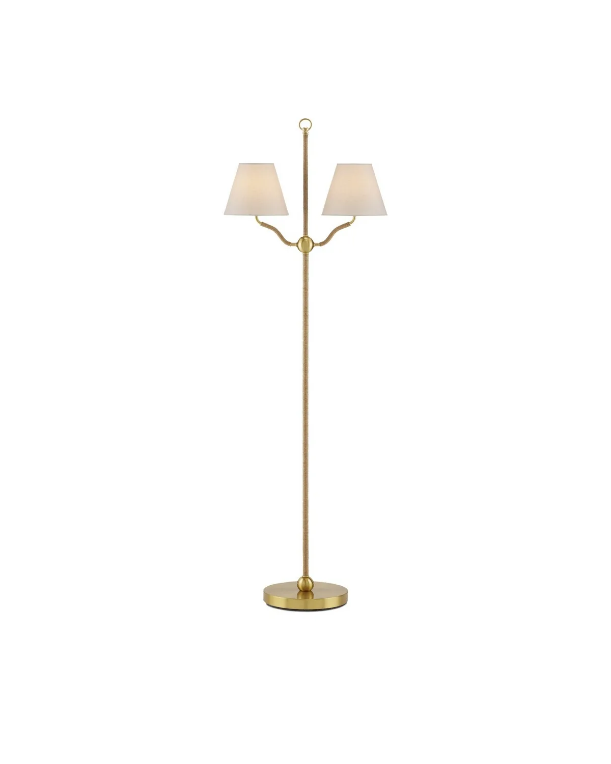 Sirocco Two Light Floor Lamp in Antique Brass/Natural