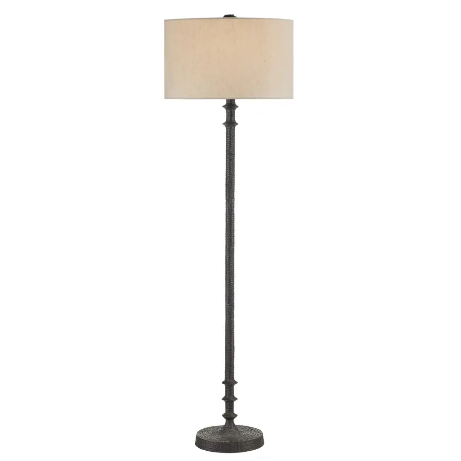 Gallo Bronze Floor Lamp with Natural Linen Shade