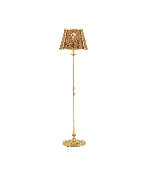 Deauville One Light Floor Lamp in Natural/Polished Brass