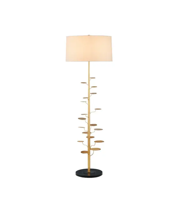 Vittoria One Light Floor Lamp in Antique Gold Leaf
