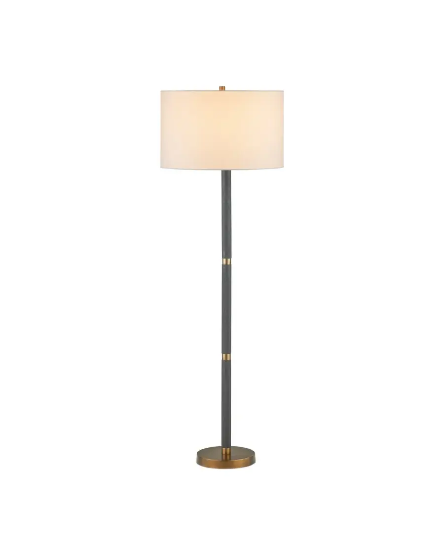 Gavin One Light Floor Lamp in Brass Antique/Matte Black