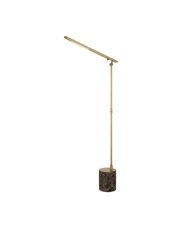 The Hanford combines sophisticated materials with practical functionality. Its polished brass finish and brown marble base create a refined aesthetic, while the adjustable neck and integrated LED provide focused task lighting.