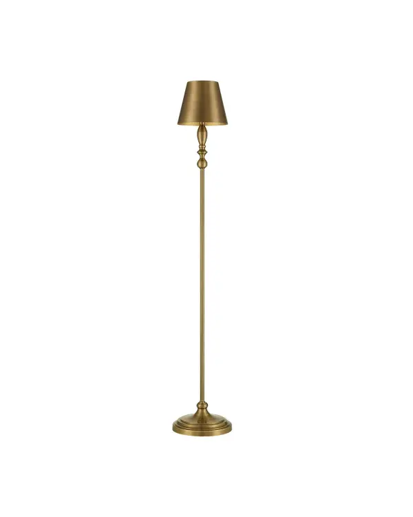 The Viaggio Antique Brass Cordless Floor Lamp is made of metal in a polished antique brass finish. This slim floor lamp takes the idea of a task lamp to an entirely new level. It is perfect to pull up to a chair for more light during a cocktail party or to help illuminate a book or needlework in a cozy armchair. The traditional, turned silhouette has a handsome profile. Collection: Viaggio Finish: Polished Antique Brass Glass: Polished Antique Brass Metal Width: 9.00" Height: 52.00" Weight: 11.00 lb Bulbs Included Number of Bulbs: 1 Maximum Wattage: 3.00 W Bulb Base: Screw In Light Source: LED Light Output: 250.00 lm Color Temperature: 2700 K Dimmable Voltage: 120.00 V Material: Metal Country of Origin: China Switch: Touch Switch LED Manufacturer Warranty: One year against defects in materials and workmanship