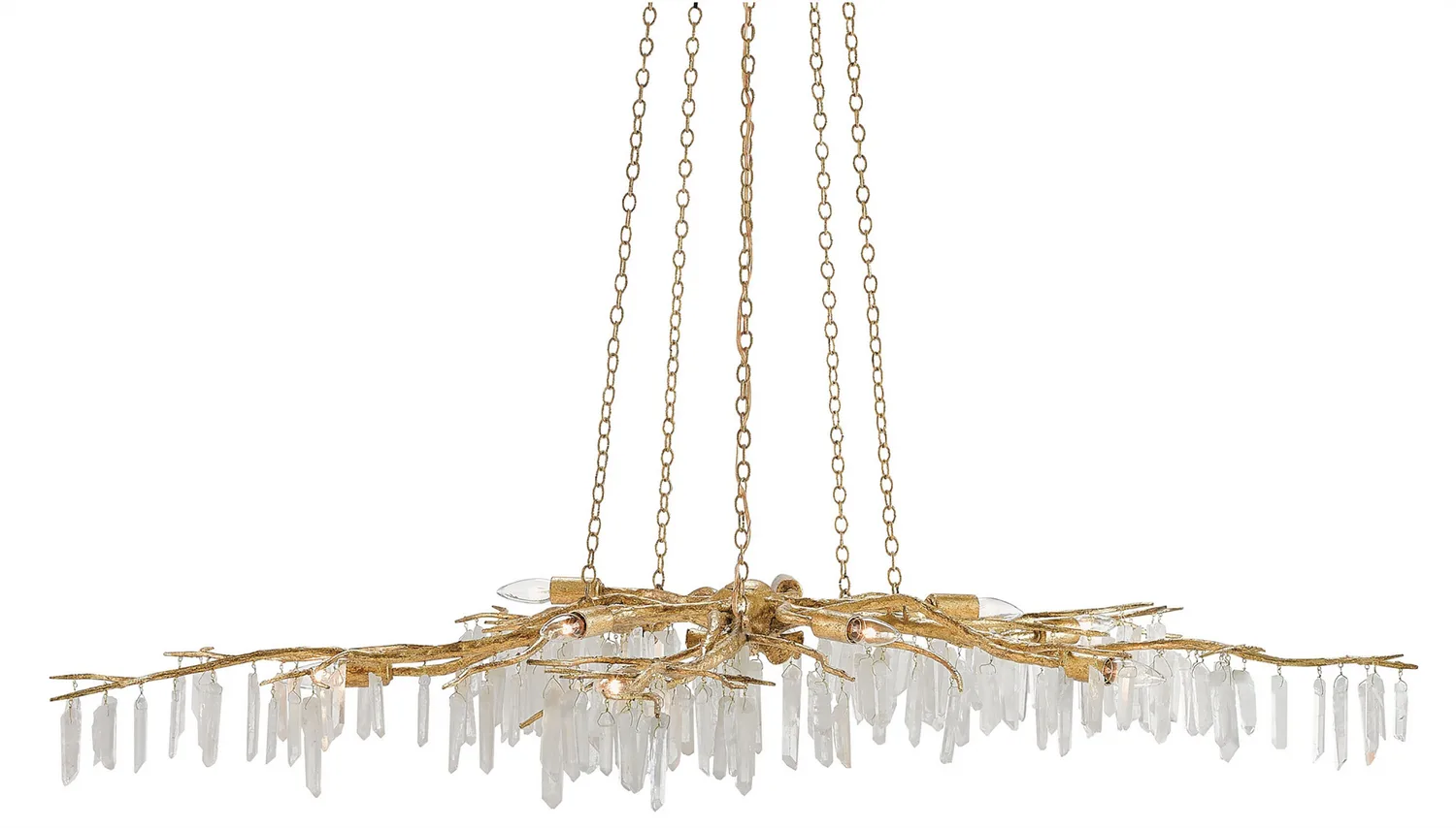 Forest Light Ten Light Chandelier in Washed Lucerne Gold
