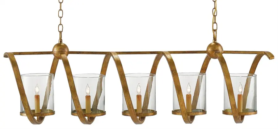 Maximus Five Light Chandelier in Washed Gold Leaf