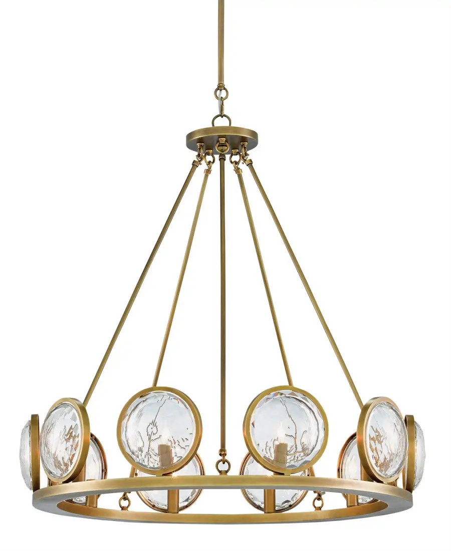 MarjieScope Ten Light Chandelier in Antique Brass