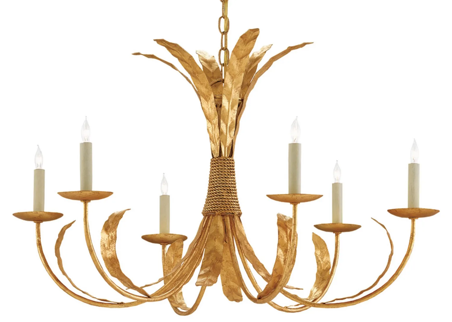 Bette Six Light Chandelier in Grecian Gold Leaf