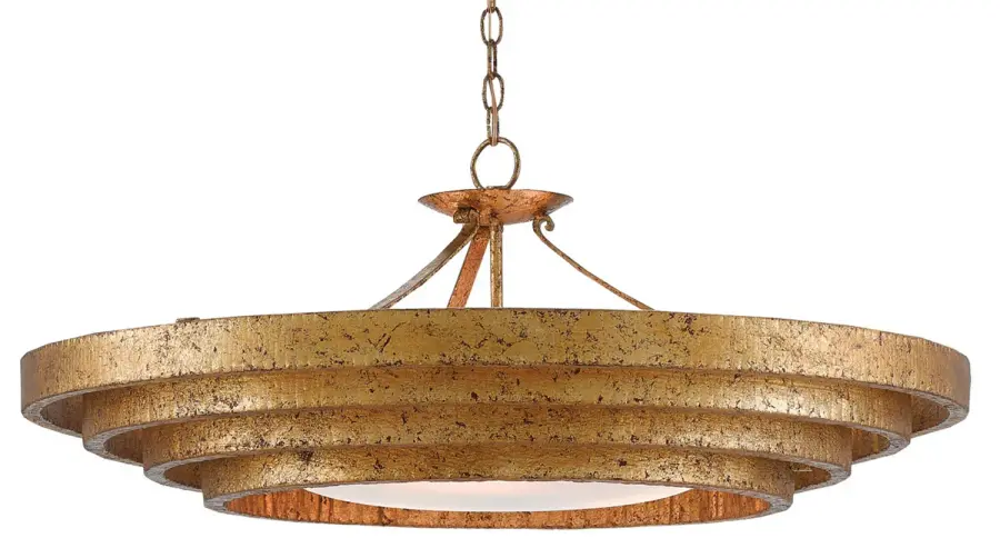 Belle Three Light Chandelier in Gold Leaf