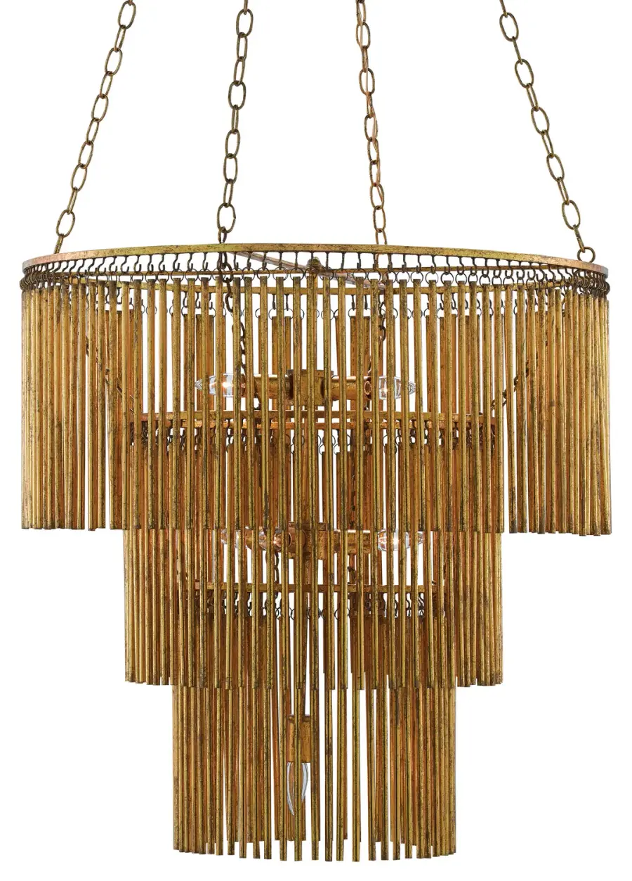 Mantra Seven Light Chandelier in Gold Leaf