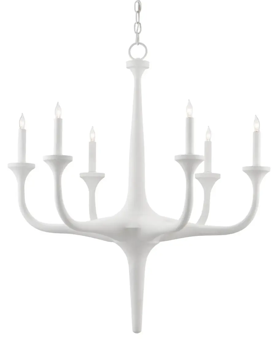 Albion Six Light Chandelier in Gesso White