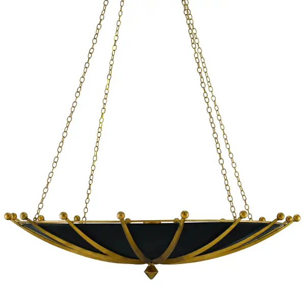 The Fontaine Chandelier delivers dramatic presence with its 40.5-inch span and luxurious tri-tone finish combining antique gold leaf, contemporary gold leaf, and satin black. Perfect for making a statement in grand spaces.