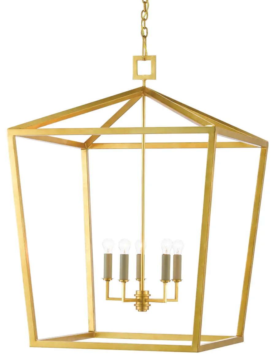 Denison Five Light Lantern in Contemporary Gold Leaf