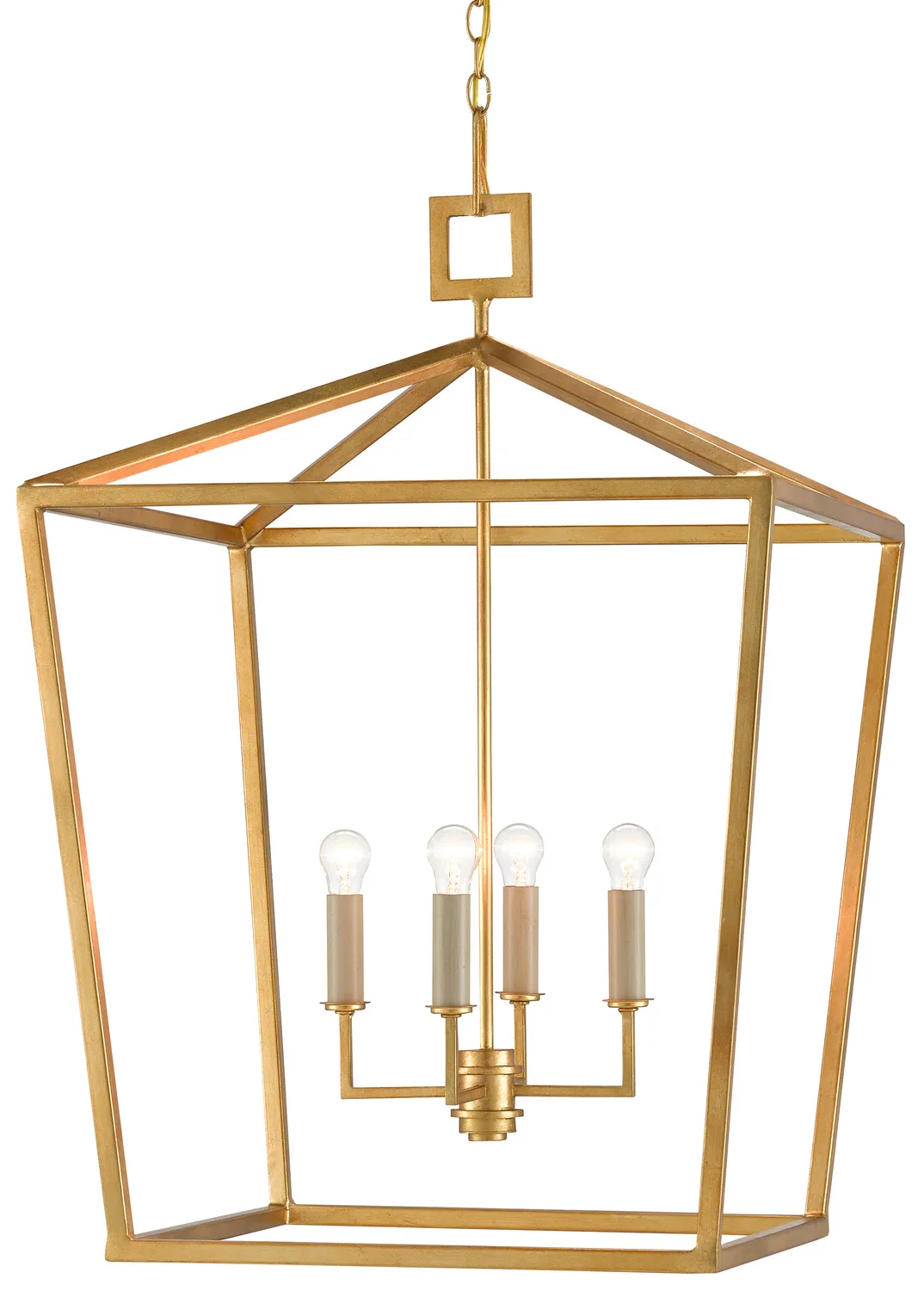 Denison Four Light Lantern in Contemporary Gold Leaf