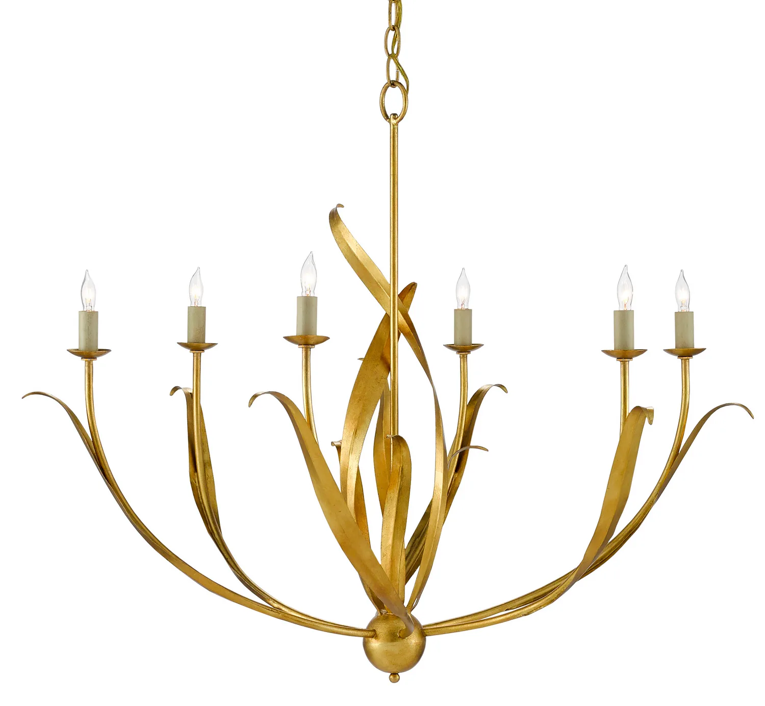Menefee Six Light Chandelier in Antique Gold Leaf