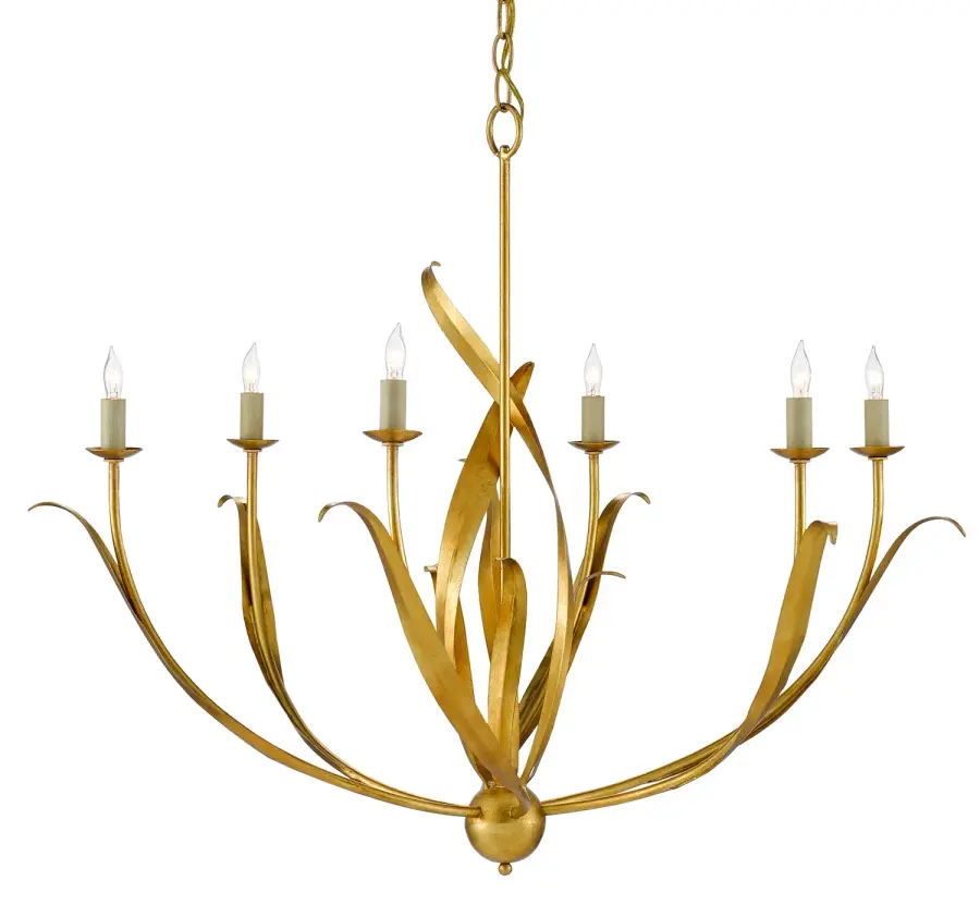 Menefee Six Light Chandelier in Antique Gold Leaf