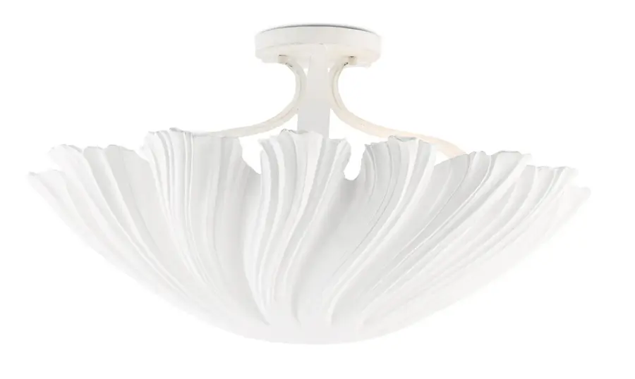 Hadley Three Light Semi-Flush Mount in Gesso White