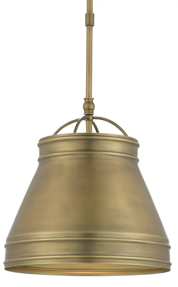 The Lumley pendant brings urban sophistication with its hand-finished antique brass frame and compact 13-inch profile. Its adjustable height and petite scale make it ideal for clustering over islands or bars, while the warm brass finish adds timeless appeal.