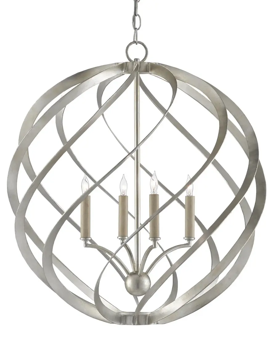 Roussel Four Light Chandelier in Contemporary Silver Leaf