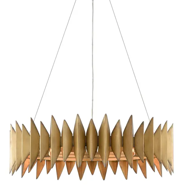 The Potter Chandelier brings dramatic architectural presence with its spiked wrought iron extensions in graduating heights. Designer Denise McGaha's brutalist-inspired piece adds bold texture and organic sculptural interest to contemporary spaces.