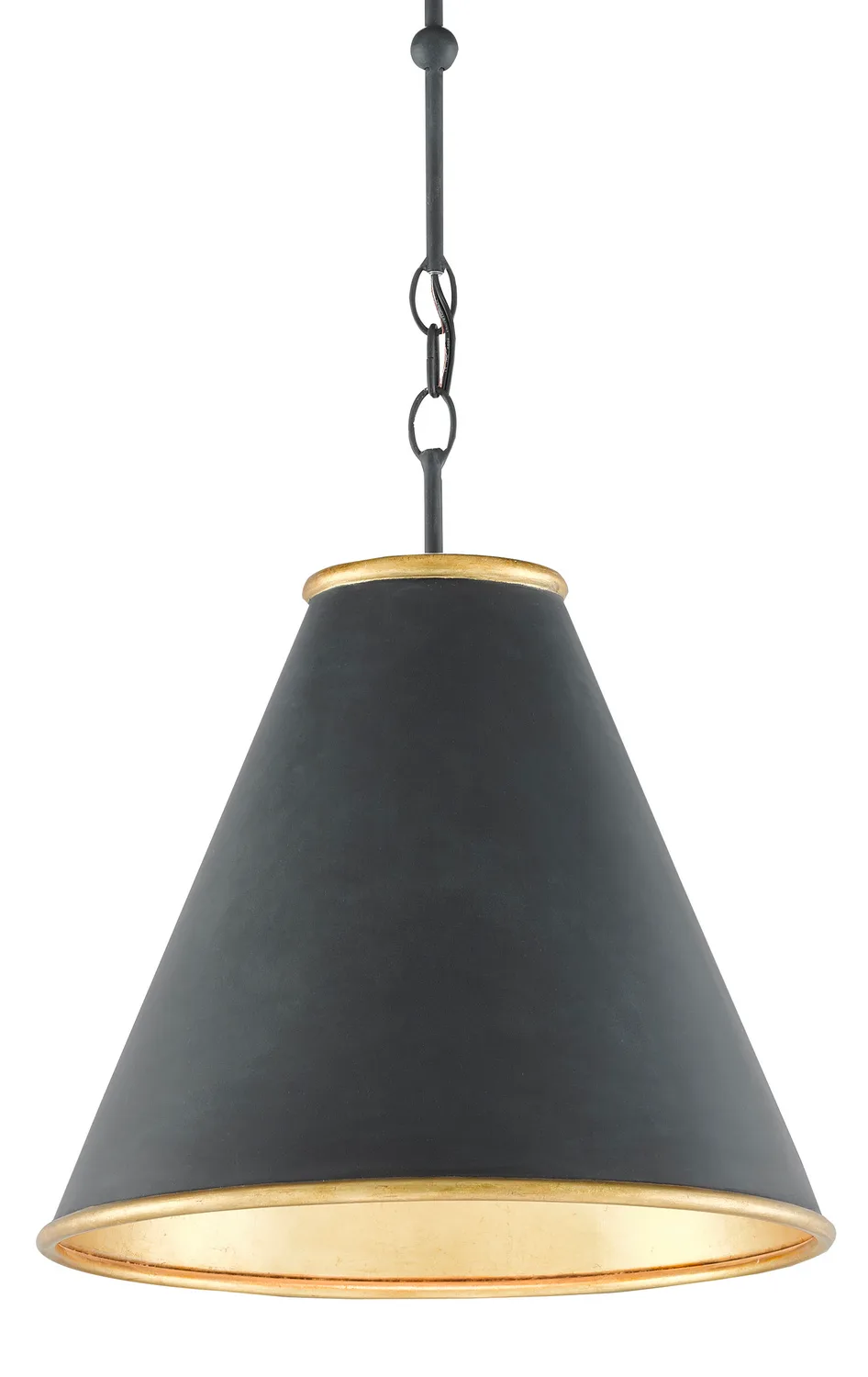 Pierrepont One Light Pendant in Antique Black with Gold Leaf