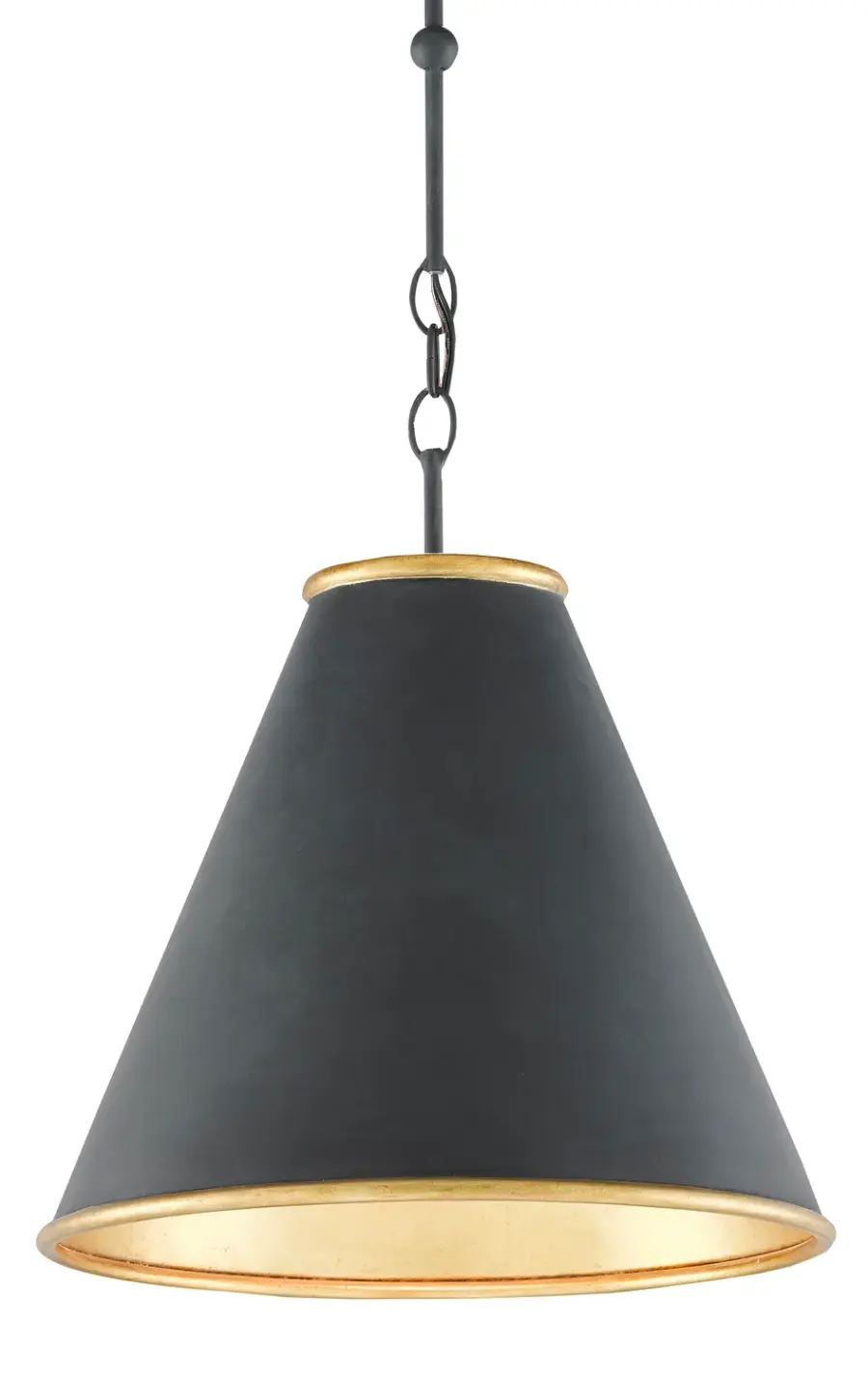 Pierrepont One Light Pendant in Antique Black with Gold Leaf