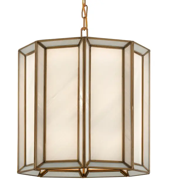 Daze One Light Pendant in Antique Brass/White