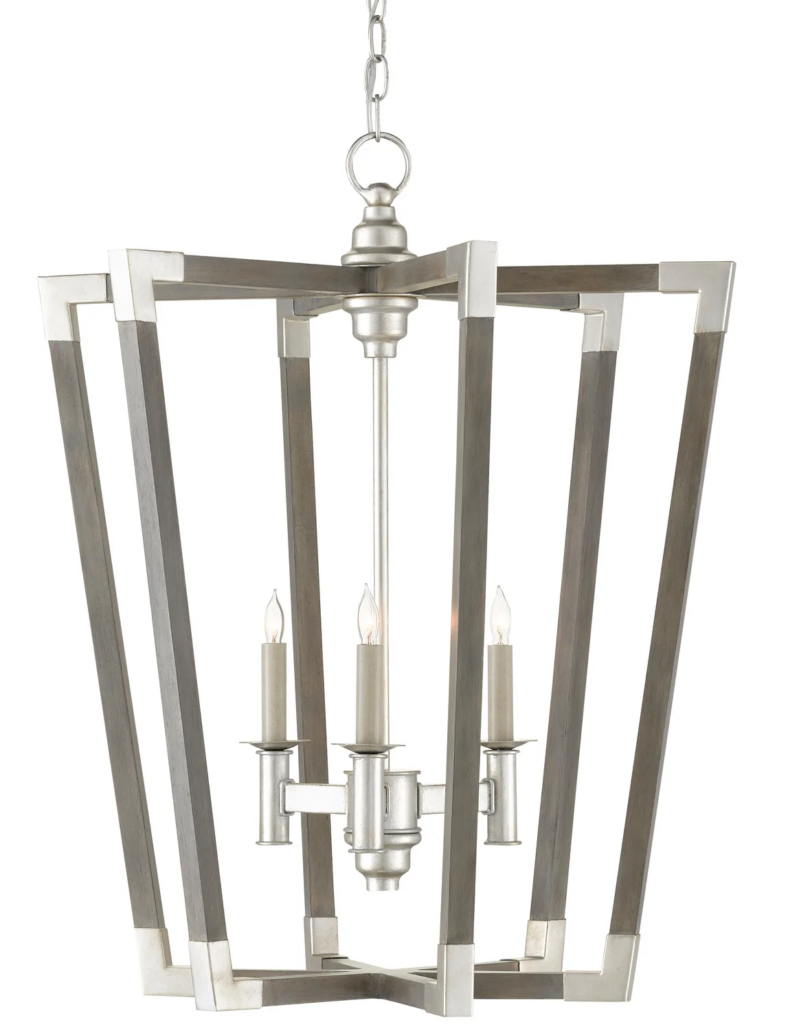 Bastian Three Light Chandelier in Chateau Gray/Contemporary Silver Leaf