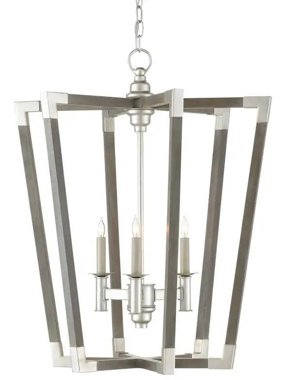 Bastian Three Light Chandelier in Chateau Gray/Contemporary Silver Leaf