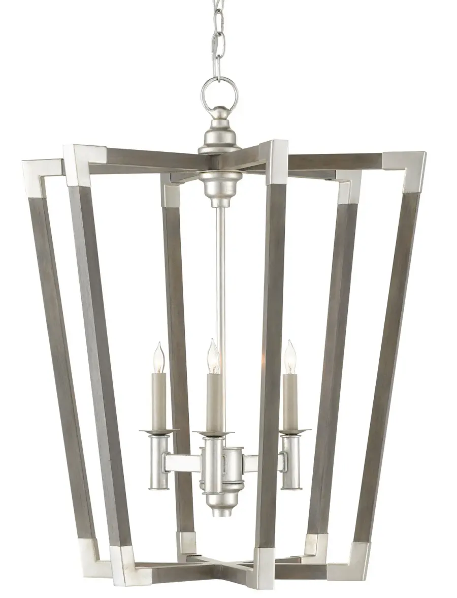 Bastian Three Light Chandelier in Chateau Gray/Contemporary Silver Leaf