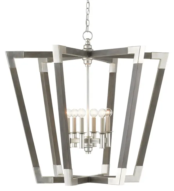 Bastian Six Light Chandelier in Chateau Gray/Contemporary Silver Leaf