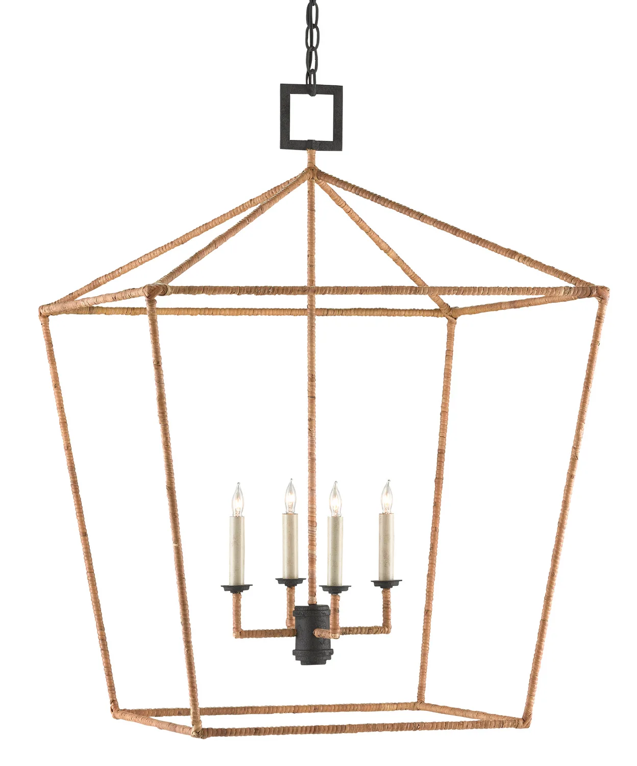 Denison Four Light Lantern in Natural/Molé Black