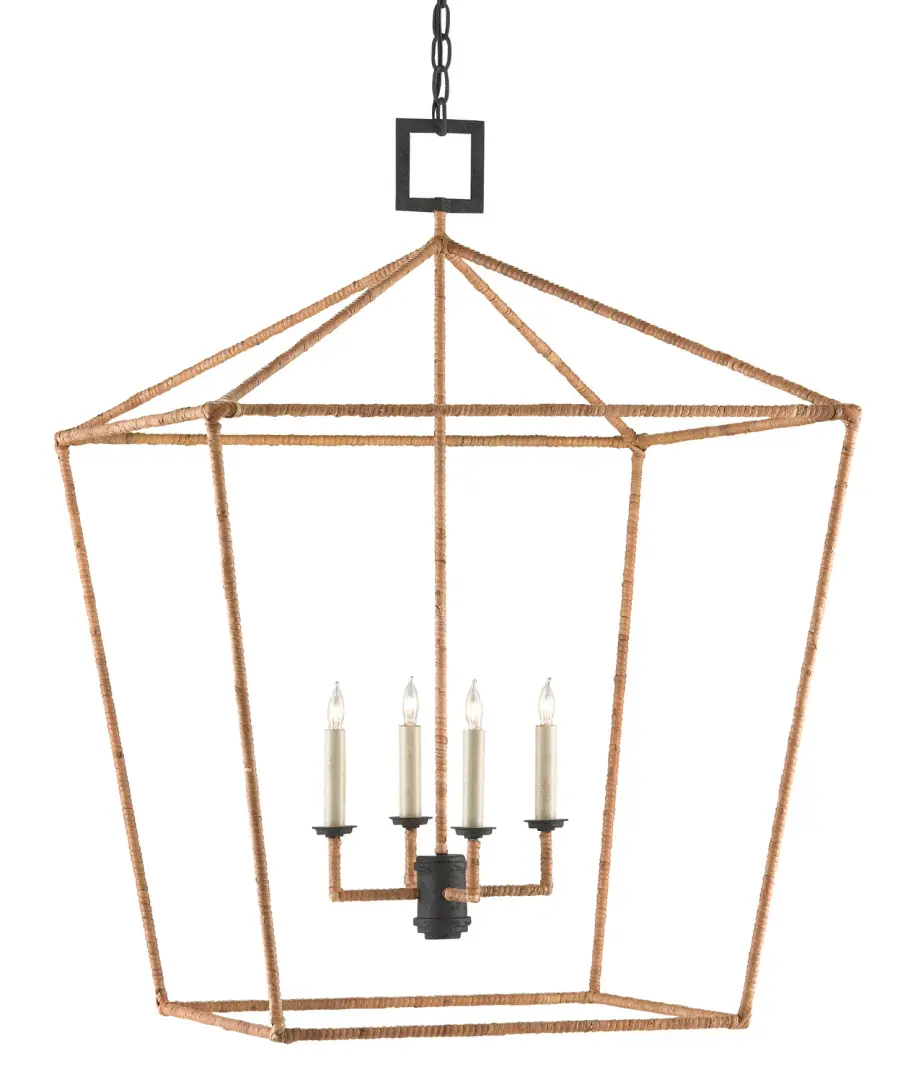 Denison Four Light Lantern in Natural/Molé Black