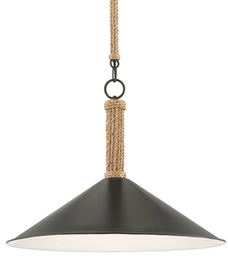 Ocracoke One Light Pendant in Blacksmith with Natural Rope