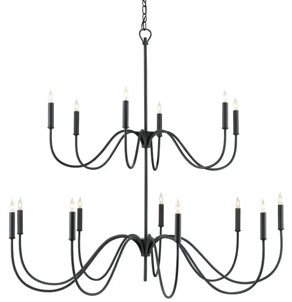 Tirrell 15-Light Chandelier in Antique Black