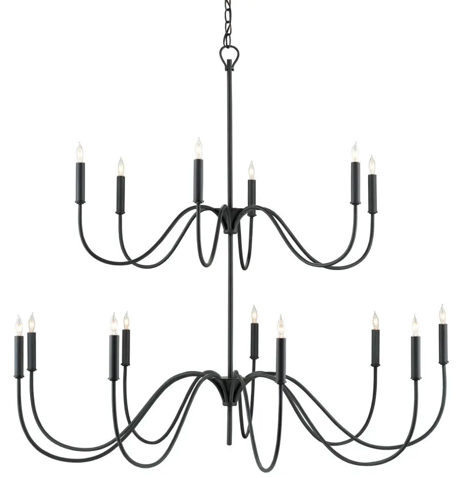 Tirrell 15-Light Chandelier in Antique Black