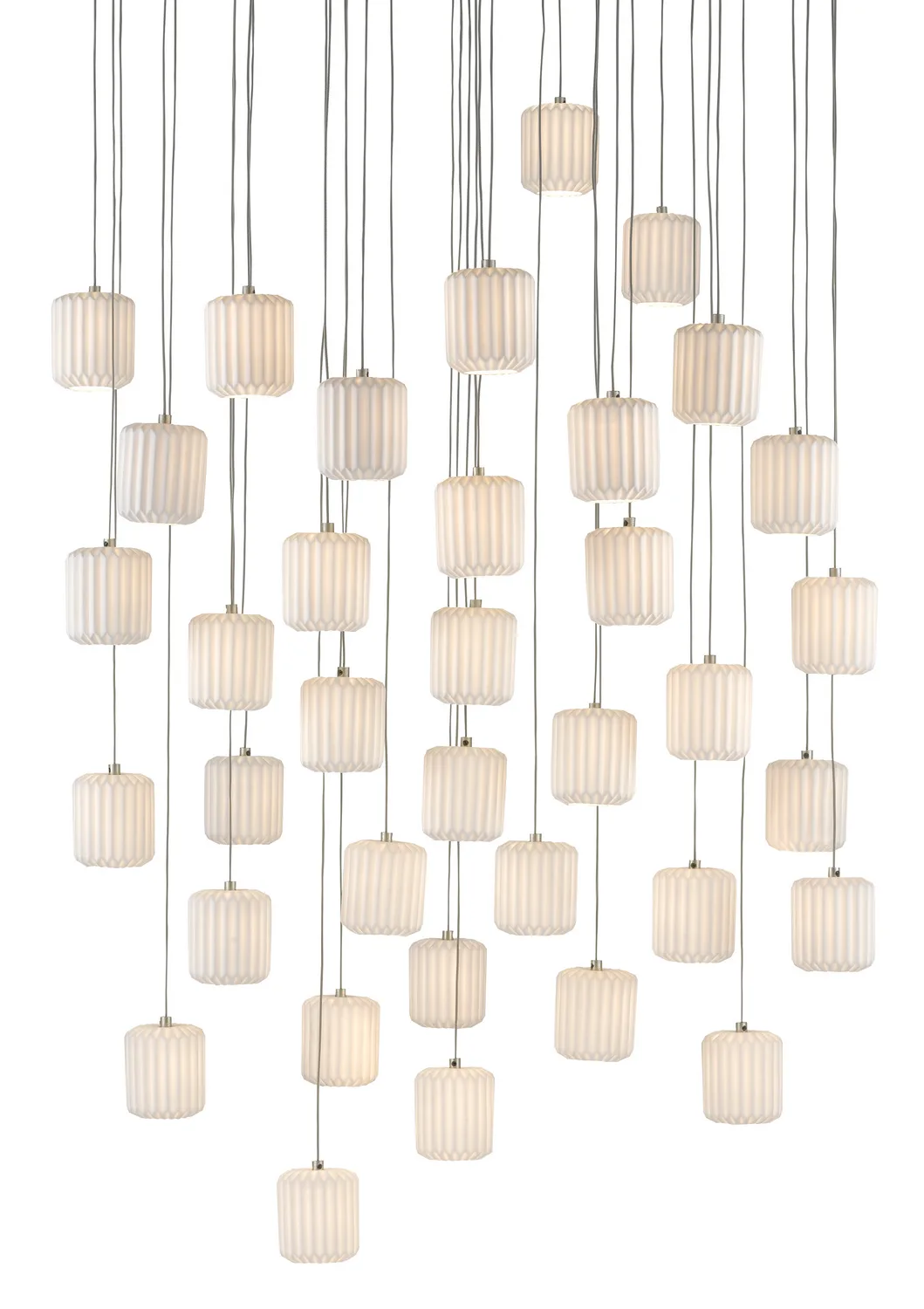 Dove 36-Light Multi-Drop Pendant in White/Silver
