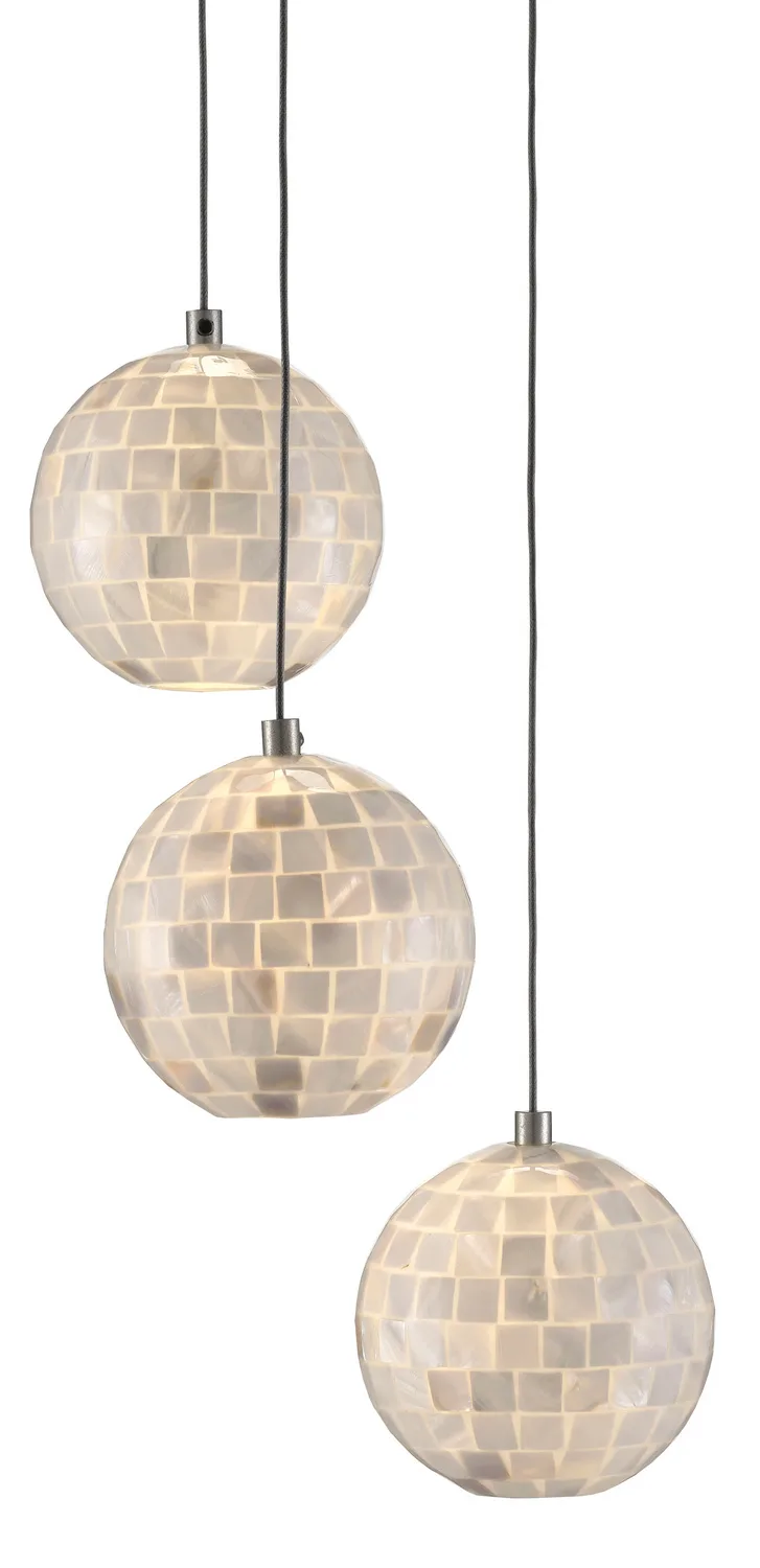 Finhorn Three Light Pendant in Natural/Silver