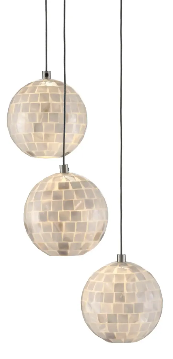 Finhorn Three Light Pendant in Natural/Silver