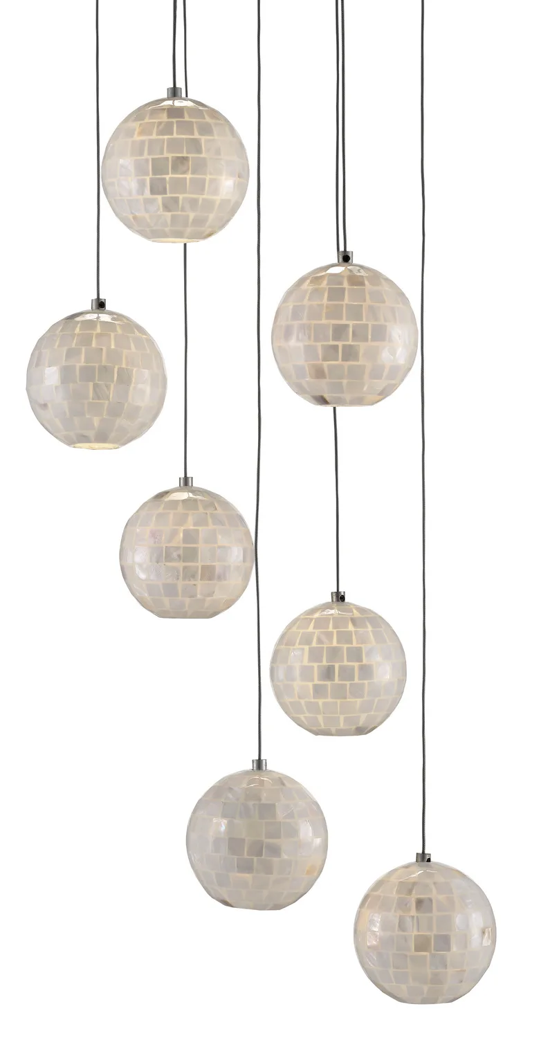 Finhorn Seven Light Pendant in Natural/Silver